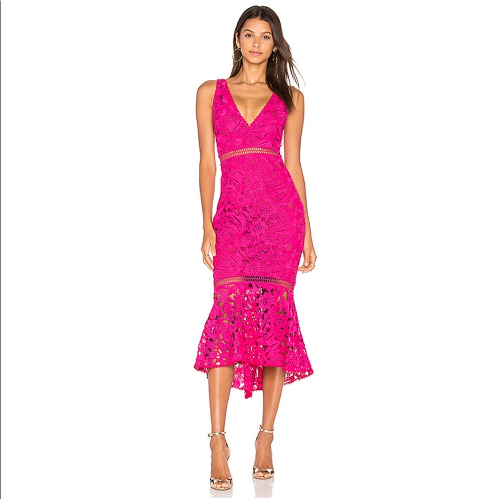 NICHOLAS Azalia Lace Dress in Fuchsia Pink Size 0